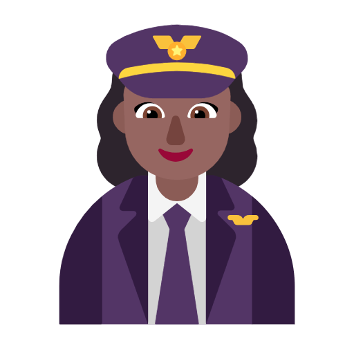 👩🏾‍✈️ Emoji Piloto De Avião Mulher: Pele Morena Escura na Microsoft Windows 11 23H2.
