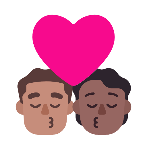 👨🏽‍❤️‍💋‍🧑🏾 Emoji sich küssendes Paar: Mannn, Person, mittlere Hautfarbe, mitteldunkle Hautfarbe Microsoft Windows 11 23H2.