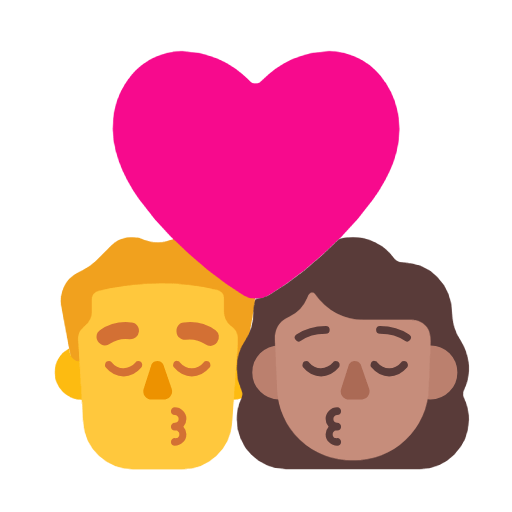 Emoji 👨‍❤️‍💋‍👩🏽 Bacio Tra Coppia - Uomo, Donna: Carnagione Olivastra su Microsoft Windows 11 23H2.