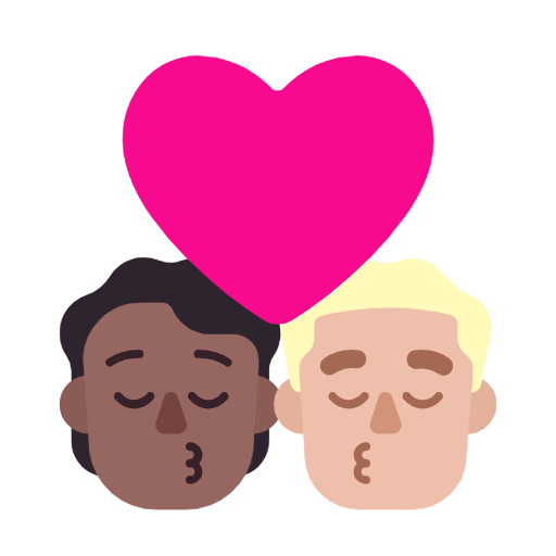 Emoji 🧑🏾‍❤️‍💋‍👨🏼 Bacio Tra Coppia: persona, uomo, Carnagione Abbastanza Scura, Carnagione Abbastanza Chiara su Microsoft Windows 11 23H2.