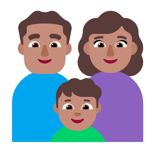 👨🏽‍👩🏽‍👦🏽 Emoji Familie - Mann, Frau, Junge: mittlere Hautfarbe Microsoft Windows 11 23H2.