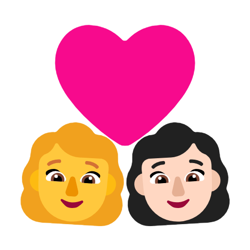 👩‍❤️‍👩🏻 Emoji Pareja Enamorada - Mujer, Mujer: Tono De Piel Claro en Microsoft Windows 11 23H2.