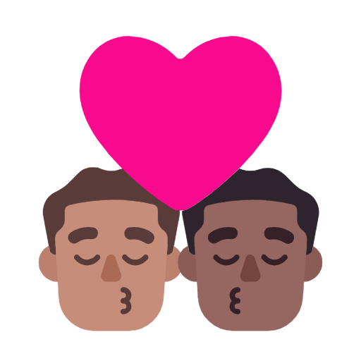 👨🏽‍❤️‍💋‍👨🏾 Emoji sich küssendes Paar - Mann: mittelhelle Hautfarbe Microsoft Windows 11 23H2.