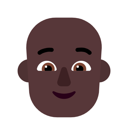 🧑🏿‍🦲 Emoji Persona: Tono De Piel Oscuro, Sin Pelo en Microsoft Windows 11 23H2.