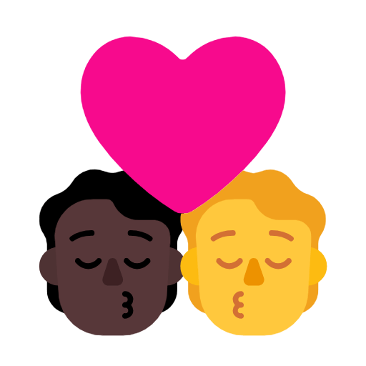 Emoji 🧑🏿‍❤️‍💋‍🧑 Bacio Tra Coppia: persona, persona, Carnagione Scura, Nessun tono della pelle su Microsoft Windows 11 23H2.