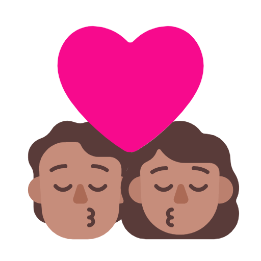 Emoji 🧑🏽‍❤️‍💋‍👩🏽 Bacio Tra Coppia: persona, Donna, Carnagione Olivastra su Microsoft Windows 11 23H2.