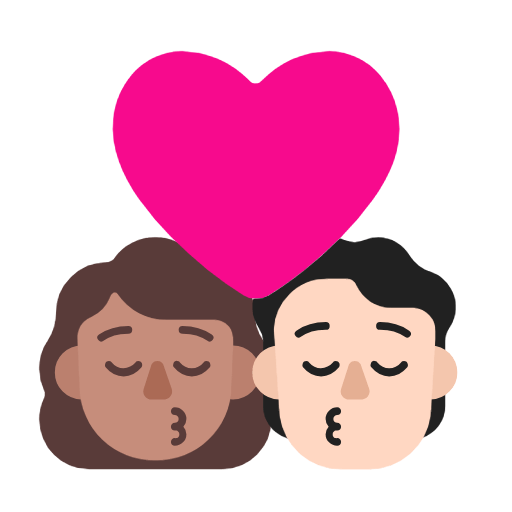 👩🏽‍❤️‍💋‍🧑🏻 Emoji sich küssendes Paar: Frau, Person, mittlere Hautfarbe, helle Hautfarbe Microsoft Windows 11 23H2.