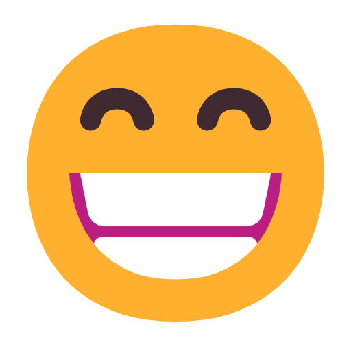 Emoji 😁 Faccina Raggiante Con Occhi Felici su Microsoft Windows 11 23H2.
