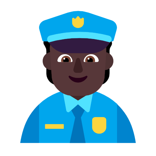 👮🏿 Emoji Agente De Policía: Tono De Piel Oscuro en Microsoft Windows 11 23H2.