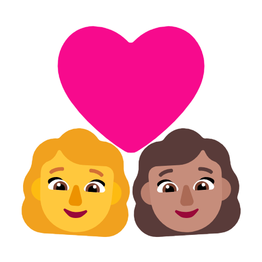 👩‍❤️‍👩🏽 Emoji Pareja Enamorada - Mujer, Mujer: Tono De Piel Medio en Microsoft Windows 11 23H2.