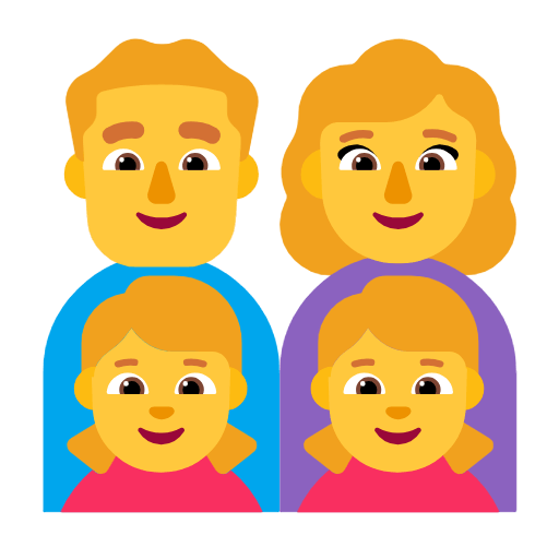 Emoji 👨‍👩‍👧‍👧 Famiglia: Uomo, Donna, Bambina E Bambina su Microsoft Windows 11 23H2.