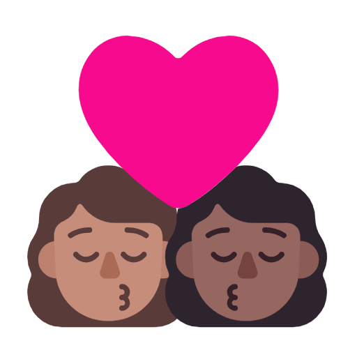👩🏽‍❤️‍💋‍👩🏾 Emoji sich küssendes Paar - Frau: mittlere Hautfarbe, Frau: mitteldunkle Hautfarbe Microsoft Windows 11 23H2.