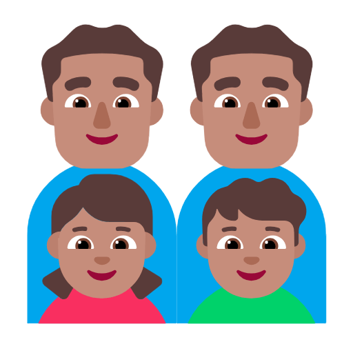 👨🏽‍👨🏽‍👧🏽‍👦🏽 Emoji Familie - Mann, Mann, Mädchen, Junge: mittlere Hautfarbe Microsoft Windows 11 23H2.