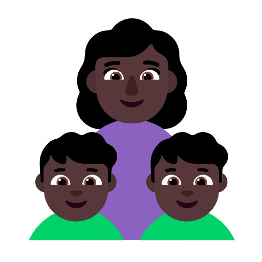 Emoji 👩🏿‍👦🏿‍👦🏿 Famiglia - Donna, Bambino, Bambino: Carnagione Scura su Microsoft Windows 11 23H2.