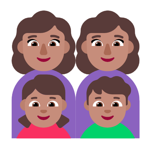 👩🏽‍👩🏽‍👧🏽‍👦🏽 Emoji Familia - Mujer, Mujer, Niña, Niño: Tono De Piel Medio en Microsoft Windows 11 23H2.