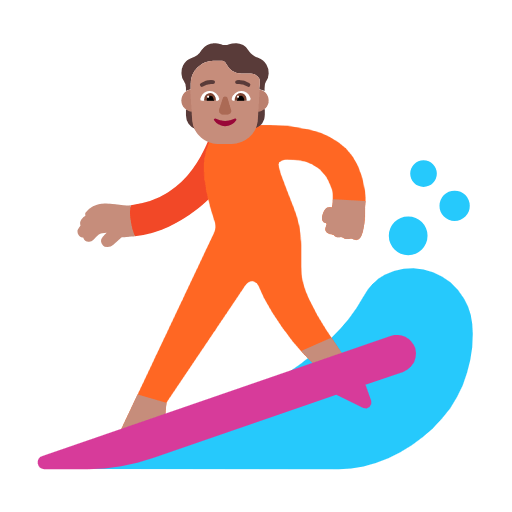 Emoji 🏄🏽 Persona Che Fa Surf: Carnagione Olivastra su Microsoft Windows 11 23H2.