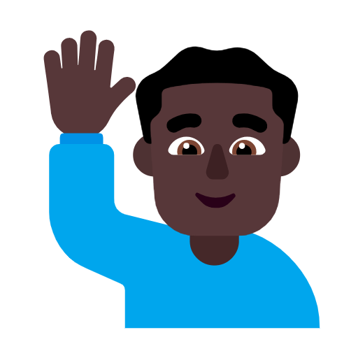 Emoji 🙋🏿‍♂️ Uomo Con Mano Alzata: Carnagione Scura su Microsoft Windows 11 23H2.