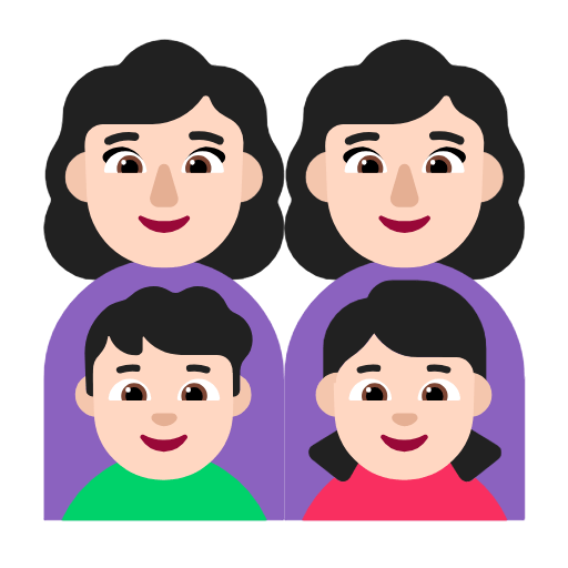 👩🏻‍👩🏻‍👦🏻‍👧🏻 Emoji Familia - Mujer, Mujer, Niño, Niña: Tono De Piel Claro en Microsoft Windows 11 23H2.