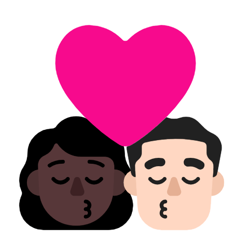 Emoji 👩🏿‍❤️‍💋‍👨🏻 Bacio Tra Coppia - Donna: Carnagione Scura, Uomo: Carnagione Chiara su Microsoft Windows 11 23H2.