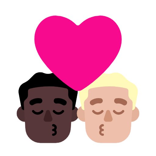 Emoji 👨🏿‍❤️‍💋‍👨🏼 Bacio Tra Coppia - Uomo: Carnagione Scura, Uomo: Carnagione Abbastanza Chiara su Microsoft Windows 11 23H2.
