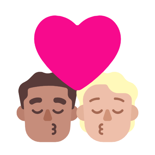 Emoji 👨🏽‍❤️‍💋‍🧑🏼 Bacio Tra Coppia: uomo, persona, Carnagione Olivastra, Carnagione Abbastanza Chiara su Microsoft Windows 11 23H2.