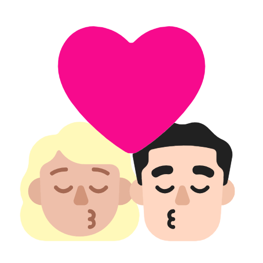 Emoji 👩🏼‍❤️‍💋‍👨🏻 Bacio Tra Coppia - Donna: Carnagione Abbastanza Chiara, Uomo: Carnagione Chiara su Microsoft Windows 11 23H2.