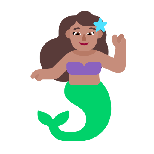 Emoji 🧜🏽‍♀️ Sirena Donna: Carnagione Olivastra su Microsoft Windows 11 23H2.