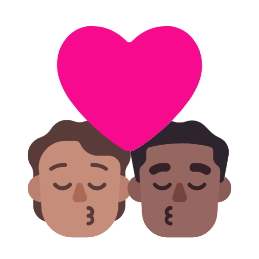 Emoji 🧑🏽‍❤️‍💋‍👨🏾 Bacio Tra Coppia: persona, uomo, Carnagione Olivastra, Carnagione Abbastanza Scura su Microsoft Windows 11 23H2.