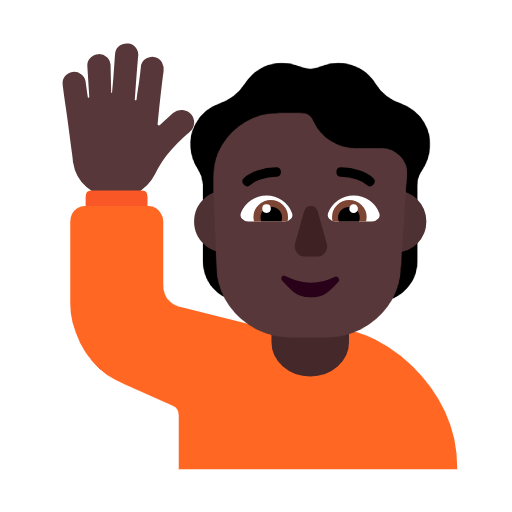 🙋🏿 Emoji Pessoa Levantando A Mão: Pele Escura na Microsoft Windows 11 23H2.