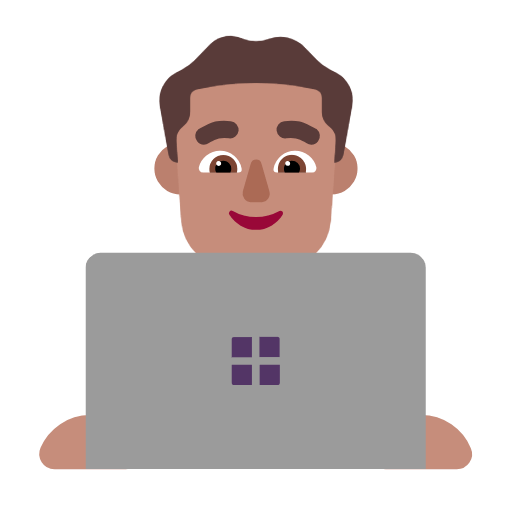 👨🏽‍💻 Emoji Tecnólogo: Tono De Piel Medio en Microsoft Windows 11 23H2.