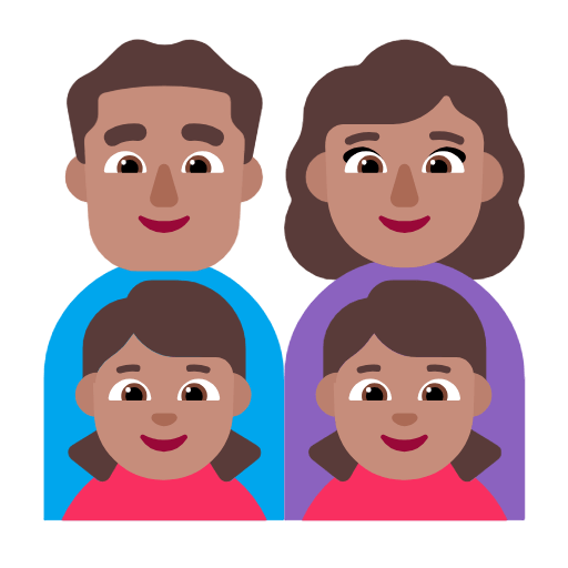 Emoji 👨🏽‍👩🏽‍👧🏽‍👧🏽 Famiglia - Uomo, Donna, Bambina, Bambina: Carnagione Olivastra su Microsoft Windows 11 23H2.