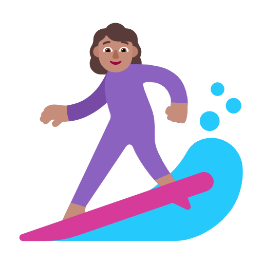 Emoji 🏄🏽‍♀️ Surfista Donna: Carnagione Olivastra su Microsoft Windows 11 23H2.