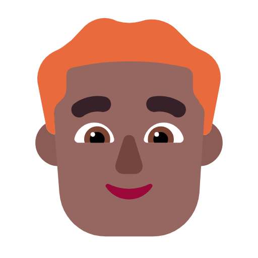 👨🏾‍🦰 Emoji Hombre: Tono De Piel Oscuro Medio Y Pelo Pelirrojo en Microsoft Windows 11 23H2.