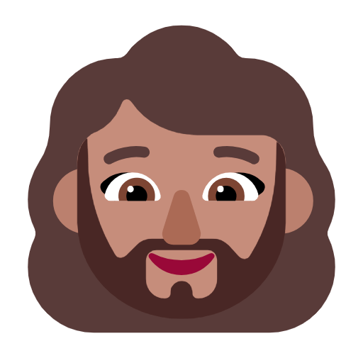 Emoji 🧔🏽‍♀️ Uomo Con La Barba Carnagione Olivastra su Microsoft Windows 11 23H2.