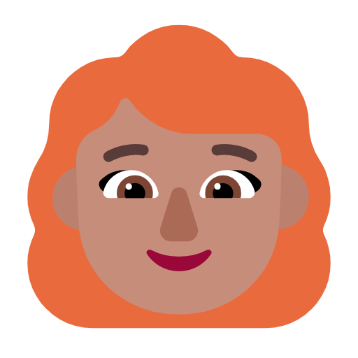 Emoji 👩🏽‍🦰 Donna: Carnagione Olivastra E Capelli Rossi su Microsoft Windows 11 23H2.