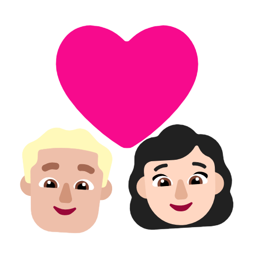 Emoji 👨🏼‍❤️‍👩🏻 Coppia Con Cuore - Uomo: Carnagione Abbastanza Chiara, Donna: Carnagione Chiara su Microsoft Windows 11 23H2.