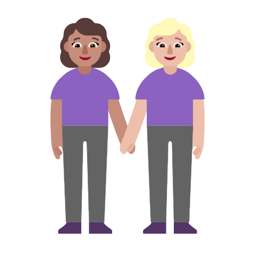 Emoji 👩🏽‍🤝‍👩🏼 Due Donne Che Si Tengono Per Mano: Carnagione Olivastra E Carnagione Abbastanza Chiara su Microsoft Windows 11 23H2.