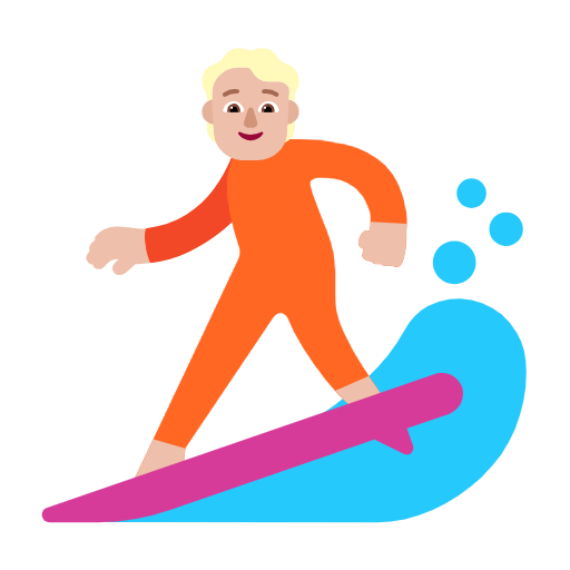 Emoji 🏄🏼 Persona Che Fa Surf: Carnagione Abbastanza Chiara su Microsoft Windows 11 23H2.