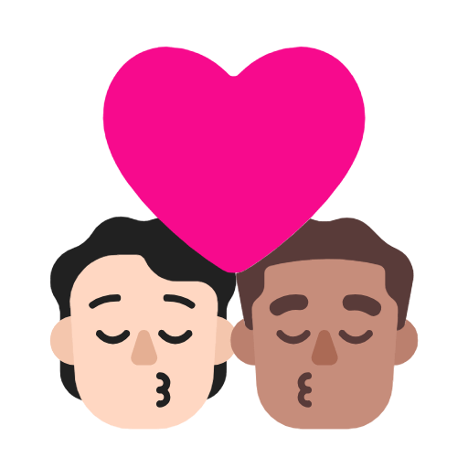 Emoji 🧑🏻‍❤️‍💋‍👨🏽 Bacio Tra Coppia: persona, uomo, Carnagione Chiara, Carnagione Olivastra su Microsoft Windows 11 23H2.