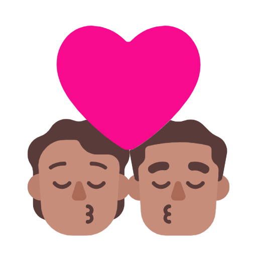 Emoji 🧑🏽‍❤️‍💋‍👨🏽 Bacio Tra Coppia: persona, uomo, Carnagione Olivastra su Microsoft Windows 11 23H2.