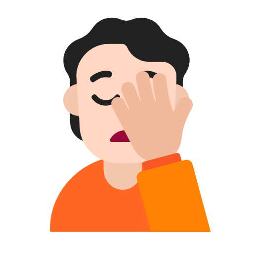 🤦🏻 Emoji sich an den Kopf fassende Person: helle Hautfarbe Microsoft Windows 11 23H2.