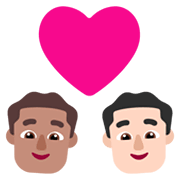 👨🏽‍❤️‍👨🏻 Emoji sich küssendes Paar - Mann: mittlere Hautfarbe, Mann: helle Hautfarbe Microsoft Windows 11 November 2021 Update.