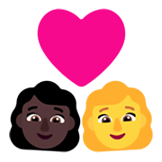 Emoji 👩🏿‍❤️‍👩 Coppia Con Cuore - Donna: Carnagione Scura, Donna su Microsoft Windows 11 November 2021 Update.