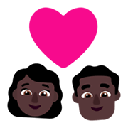 Emoji 👩🏿‍❤️‍👨🏿 Coppia Con Cuore - Donna: Carnagione Scura, Uomo: Carnagione Scura su Microsoft Windows 11 November 2021 Update.