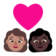 Emoji 👩🏽‍❤️‍👩🏿 Coppia Con Cuore - Donna: Carnagione Abbastanza Chiara, Donna: Carnagione Scura su Microsoft Windows 11 November 2021 Update.