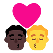 Emoji 👨🏿‍❤️‍💋‍👨 Bacio Tra Coppia - Uomo: Carnagione Scura, Hombre su Microsoft Windows 11 November 2021 Update.