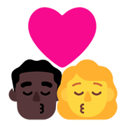 👨🏿‍❤️‍💋‍👩 Emoji sich küssendes Paar - Mann: dunkle Hautfarbe, Frau Microsoft Windows 11 November 2021 Update.