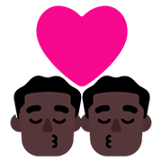 Emoji 👨🏿‍❤️‍💋‍👨🏿 Bacio Tra Coppia - Uomo: Carnagione Scura, Uomo: Carnagione Scura su Microsoft Windows 11 November 2021 Update.