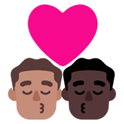 👨🏽‍❤️‍💋‍👨🏿 Emoji sich küssendes Paar - Mann: mittlere Hautfarbe, Mann: dunkle Hautfarbe Microsoft Windows 11 November 2021 Update.