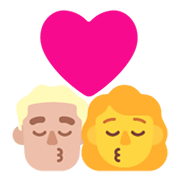 👨🏼‍❤️‍💋‍👩 Emoji Beso - Hombre: Tono De Piel Claro Medio, Mujer en Microsoft Windows 11 November 2021 Update.